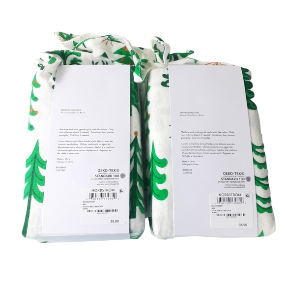Nordstrom Flannel Print Christmas Tree Pillowcase Set Bundle Standard Size NWT - Picture 2 of 3